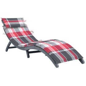 Sun lounger with solid acacia wood frame and gray cushion by vidaXL, Loungers - Ref: Foro24-3064057, Price: 136,67 €, Discoun...