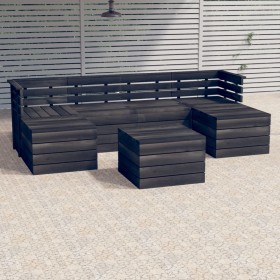 Gartenpalettenmöbel 7 Stk. massives Kiefernholz dunkelgrau von vidaXL, Gartensets - Ref: Foro24-3063755, Preis: 379,66 €, Rab...