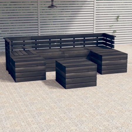 Garden furniture made of 7 pieces of solid dark gray pine wood pallets. by vidaXL, Garden sets - Ref: Foro24-3063755, Price: ...