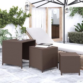 Stackable tables 3 pieces synthetic brown rattan by vidaXL, Side tables - Ref: Foro24-319413, Price: 56,92 €, Discount: %