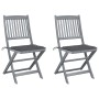 Folding garden chairs 2 pcs cushions solid acacia wood by vidaXL, Garden chairs - Ref: Foro24-3064536, Price: 133,28 €, Disco...