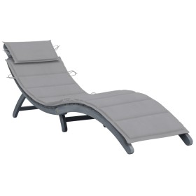 Lounger with solid gray acacia wood cushion by vidaXL, Loungers - Ref: Foro24-3064045, Price: 131,99 €, Discount: %