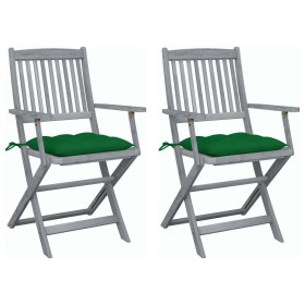 Folding garden chairs 2 pcs cushions solid acacia wood by vidaXL, Garden chairs - Ref: Foro24-3064502, Price: 117,15 €, Disco...