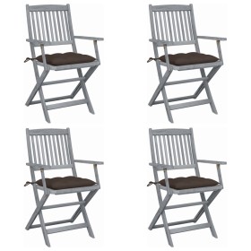 Folding garden chairs 4 pcs cushions solid acacia wood by vidaXL, Garden chairs - Ref: Foro24-3064532, Price: 190,99 €, Disco...