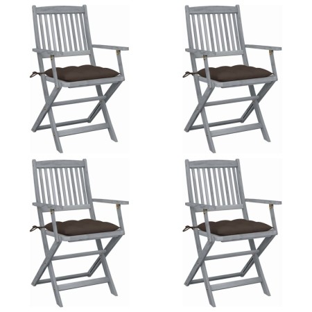 Folding garden chairs 4 pcs cushions solid acacia wood by vidaXL, Garden chairs - Ref: Foro24-3064532, Price: 191,64 €, Disco...