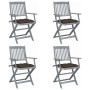 Folding garden chairs 4 pcs cushions solid acacia wood by vidaXL, Garden chairs - Ref: Foro24-3064532, Price: 191,64 €, Disco...