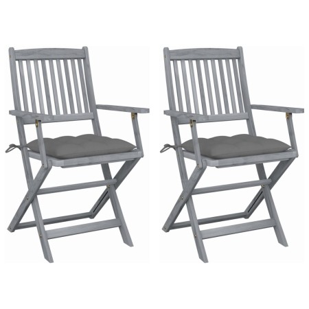 Folding garden chairs 2 pcs cushions solid acacia wood by vidaXL, Garden chairs - Ref: Foro24-3064498, Price: 118,19 €, Disco...