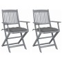 Folding garden chairs 2 pcs cushions solid acacia wood by vidaXL, Garden chairs - Ref: Foro24-3064498, Price: 118,19 €, Disco...