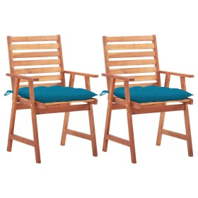 Garden dining chairs 2 units solid acacia wood and cushions by vidaXL, Garden chairs - Ref: Foro24-3064339, Price: 136,20 €, ...