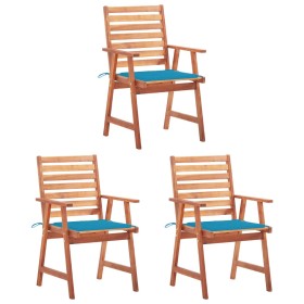 Garden dining chairs 3 pcs solid acacia wood and cushions by vidaXL, Garden chairs - Ref: Foro24-3064351, Price: 208,53 €, Di...