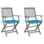 Folding garden chairs 2 pcs cushions solid acacia wood by vidaXL, Garden chairs - Ref: Foro24-3064486, Price: 113,99 €, Disco...