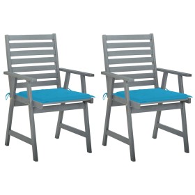 Garden dining chairs 2 pcs solid acacia wood with cushions by vidaXL, Garden chairs - Ref: Foro24-3064405, Price: 154,23 €, D...