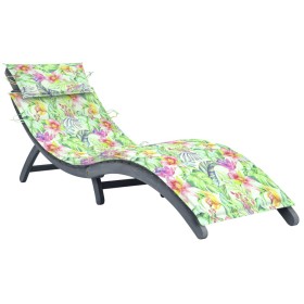 Lounger with solid gray acacia wood cushion by vidaXL, Loungers - Ref: Foro24-3064056, Price: 169,99 €, Discount: %