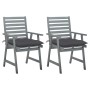 Garden dining chairs 2 pcs solid acacia wood with cushions by vidaXL, Garden chairs - Ref: Foro24-3064416, Price: 184,57 €, D...