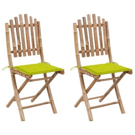 Folding garden chairs 2 units bamboo with cushions by vidaXL, Garden chairs - Ref: Foro24-3063998, Price: 101,99 €, Discount: %