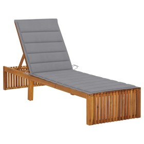 Sun lounger with solid acacia wood cushion by vidaXL, Loungers - Ref: Foro24-3064150, Price: 212,73 €, Discount: %