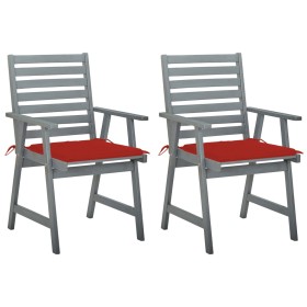 Garden dining chairs 2 pcs solid acacia wood with cushions by vidaXL, Garden chairs - Ref: Foro24-3064407, Price: 191,80 €, D...