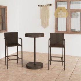 3-Piece Brown Synthetic Rattan Garden Bar Set by vidaXL, Garden sets - Ref: Foro24-3064768, Price: 222,28 €, Discount: %