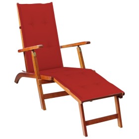 Garden lounge chair with footrest and solid acacia wood cushion. by vidaXL, Loungers - Ref: Foro24-3064020, Price: 143,22 €, ...