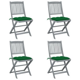 Folding garden chairs 4 pcs cushions solid acacia wood by vidaXL, Garden chairs - Ref: Foro24-3064583, Price: 196,33 €, Disco...