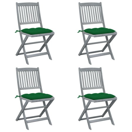 Folding garden chairs 4 pcs cushions solid acacia wood by vidaXL, Garden chairs - Ref: Foro24-3064583, Price: 196,33 €, Disco...