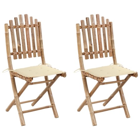 Folding garden chairs 2 units bamboo with cushions by vidaXL, Garden chairs - Ref: Foro24-3063989, Price: 112,40 €, Discount: %