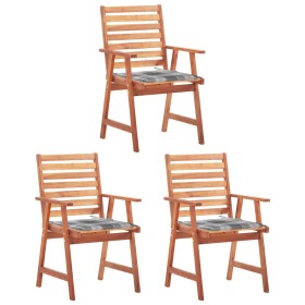 Garden dining chairs 3 units solid acacia wood and cushions by vidaXL, Garden chairs - Ref: Foro24-3064361, Price: 217,47 €, ...