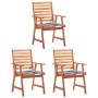 Garden dining chairs 3 units solid acacia wood and cushions by vidaXL, Garden chairs - Ref: Foro24-3064361, Price: 217,47 €, ...