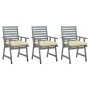 Garden dining chairs 3 units solid acacia wood and cushions by vidaXL, Garden chairs - Ref: Foro24-3064445, Price: 285,03 €, ...