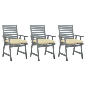 Garden dining chairs 3 units solid acacia wood and cushions by vidaXL, Garden chairs - Ref: Foro24-3064445, Price: 273,80 €, ...