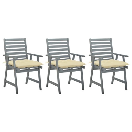 Garden dining chairs 3 units solid acacia wood and cushions by vidaXL, Garden chairs - Ref: Foro24-3064445, Price: 285,03 €, ...