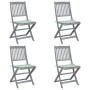 Folding garden chairs 4 pcs solid acacia wood and cushions by vidaXL, Garden chairs - Ref: Foro24-3064575, Price: 171,64 €, D...