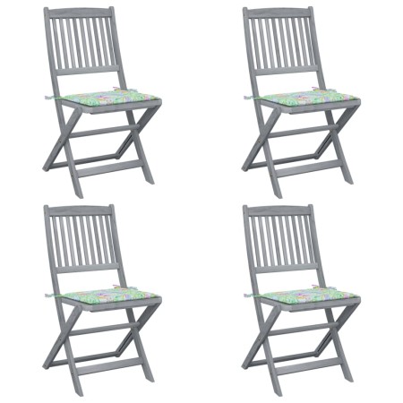 Folding garden chairs 4 pcs solid acacia wood and cushions by vidaXL, Garden chairs - Ref: Foro24-3064575, Price: 171,99 €, D...