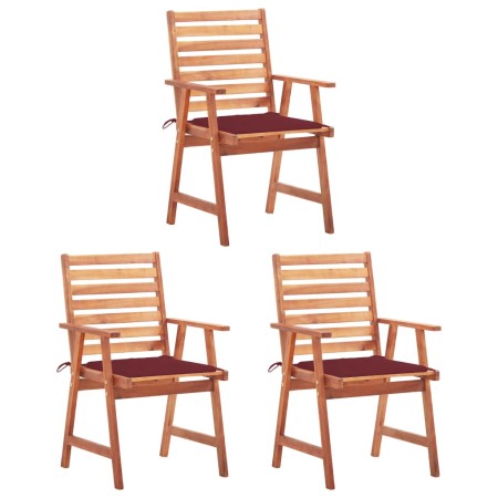 Garden dining chairs 3 units solid acacia wood and cushions by vidaXL, Garden chairs - Ref: Foro24-3064356, Price: 211,99 €, ...