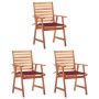 Garden dining chairs 3 units solid acacia wood and cushions by vidaXL, Garden chairs - Ref: Foro24-3064356, Price: 211,99 €, ...