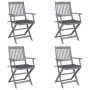 Folding garden chairs 4 pcs cushions solid acacia wood by vidaXL, Garden chairs - Ref: Foro24-3064509, Price: 195,64 €, Disco...