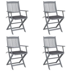 Folding garden chairs 4 pcs cushions solid acacia wood by vidaXL, Garden chairs - Ref: Foro24-3064509, Price: 195,99 €, Disco...