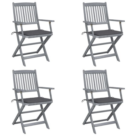 Folding garden chairs 4 pcs cushions solid acacia wood by vidaXL, Garden chairs - Ref: Foro24-3064509, Price: 195,64 €, Disco...