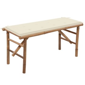 Folding garden bench with bamboo cushion 118 cm by vidaXL, garden benches - Ref: Foro24-3063851, Price: 69,99 €, Discount: %