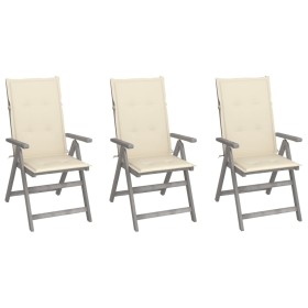 Reclining garden chairs and 3-piece solid acacia wood cushions. by vidaXL, Garden chairs - Ref: Foro24-3064730, Price: 214,88...