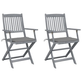 Folding garden chairs 2 units with solid acacia wood cushions by vidaXL, Garden chairs - Ref: Foro24-3064483, Price: 119,99 €...