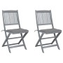 Folding garden chairs 2 pcs cushions solid acacia wood by vidaXL, Garden chairs - Ref: Foro24-3064537, Price: 133,28 €, Disco...