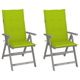 Reclining garden chairs 2 pcs solid acacia wood cushions by vidaXL, Garden chairs - Ref: Foro24-3064709, Price: 146,99 €, Dis...