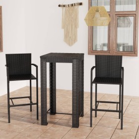 Garden bar furniture 3-piece set, synthetic rattan, black armrests by vidaXL, Garden sets - Ref: Foro24-3064805, Price: 312,3...