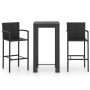 Muebles de bar jardín 3 pzas ratán sintético reposabrazos negro de vidaXL, Conjuntos de jardín - Ref: Foro24-3064805, Precio:...