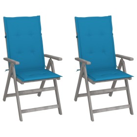 Reclining garden chairs 2 pcs solid acacia wood cushions by vidaXL, Garden chairs - Ref: Foro24-3064702, Price: 183,73 €, Dis...