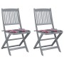 Folding garden chairs 2 pcs solid acacia wood and cushions by vidaXL, Garden chairs - Ref: Foro24-3064549, Price: 105,72 €, D...