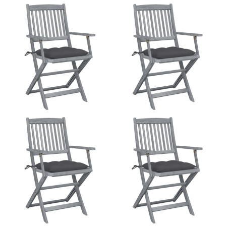 Folding garden chairs 4 pcs cushions solid acacia wood by vidaXL, Garden chairs - Ref: Foro24-3064524, Price: 188,77 €, Disco...