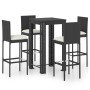 Set muebles bar jardín 5 piezas y cojines ratán sintético negro de vidaXL, Conjuntos de jardín - Ref: Foro24-3064794, Precio:...