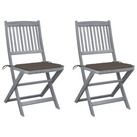 Folding garden chairs 2 units with solid acacia wood cushions by vidaXL, Garden chairs - Ref: Foro24-3064544, Price: 122,99 €...